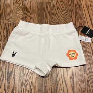 NWT White Playboy Shorts